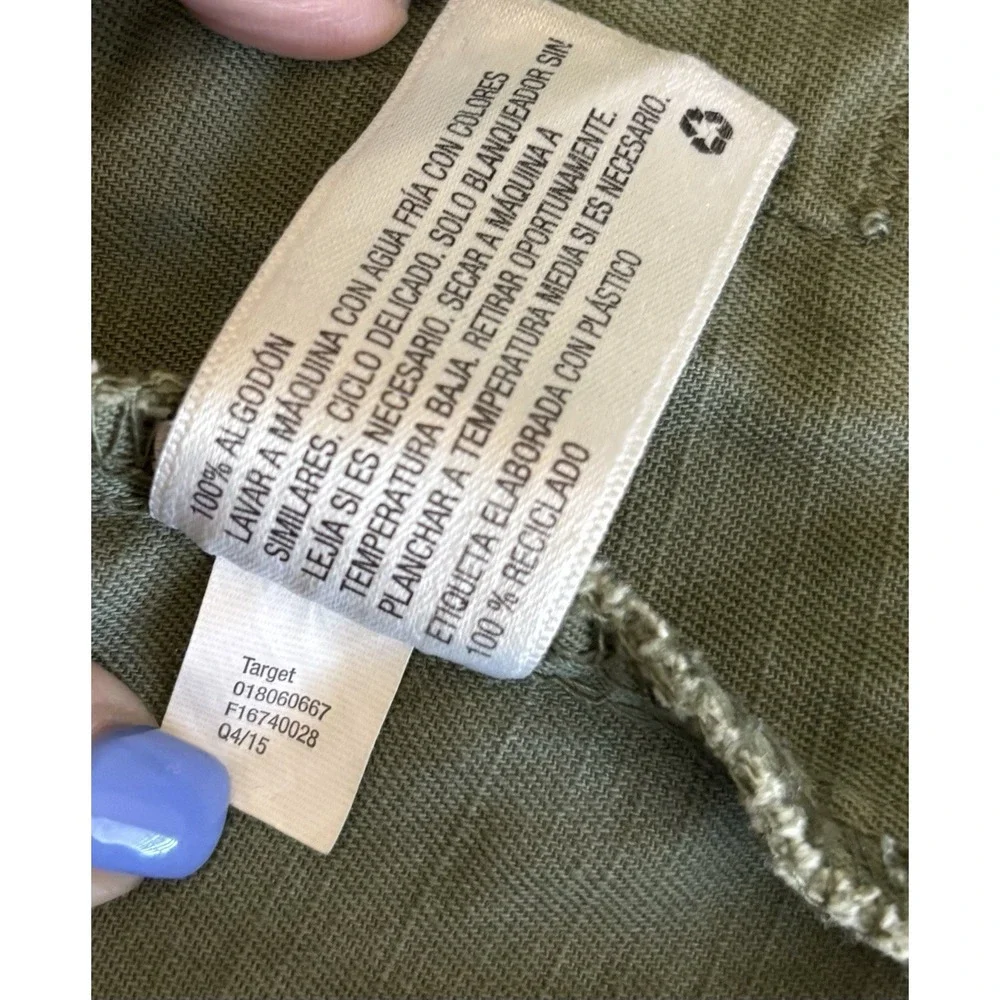 Merona Jacket Women's  L Olive Green Cargo Utility Snap Front and Zipper - Picture 15 of 16